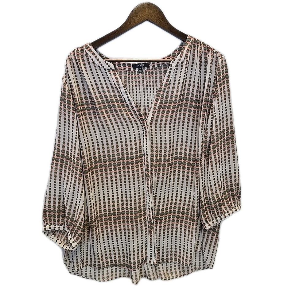 Lot 3 NYDJ Plus Size 1X Pintuck Peasant Blouse Tops Mixed Prints 3/4 Sleeve Boho - Picture 5 of 14